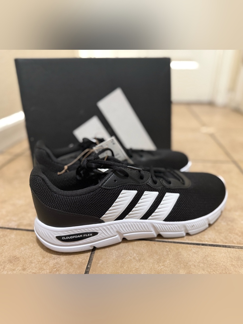 Adidas Men’s Cloudfoam Flex Running Shoes - Black/White